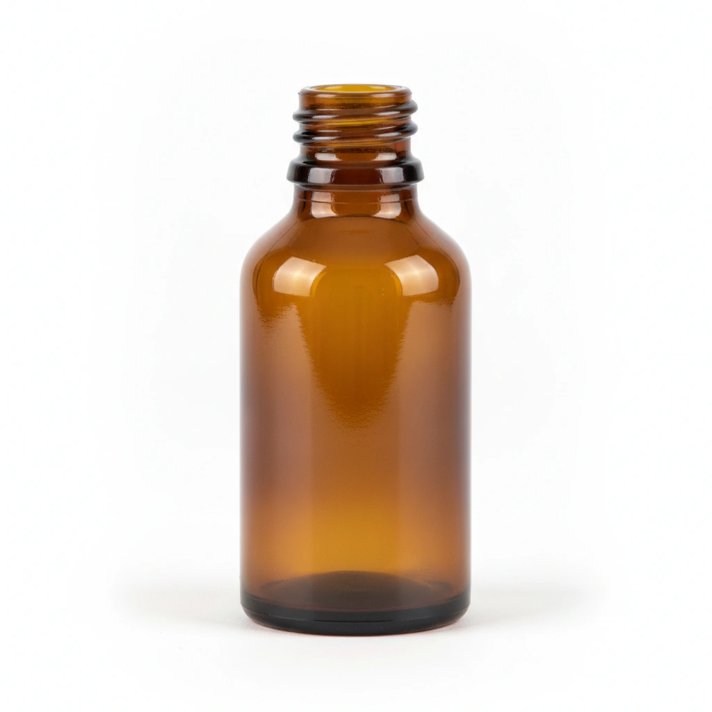 10 ML BOTTLE, AMBER GLASS, BOSTON ROUND, 18-410