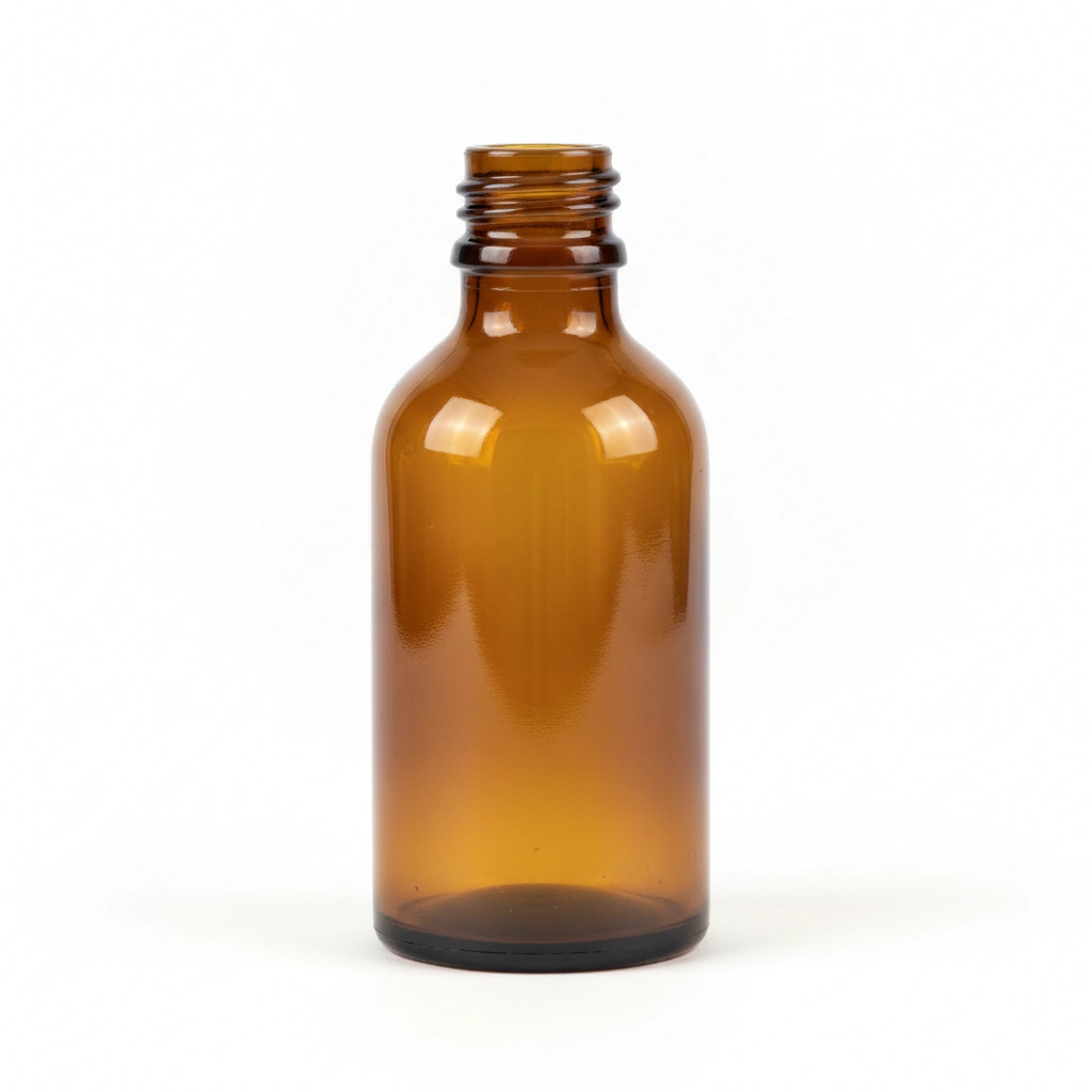 60ML BOTTLE, AMBER GLASS, BOSTON ROUND, 18-415