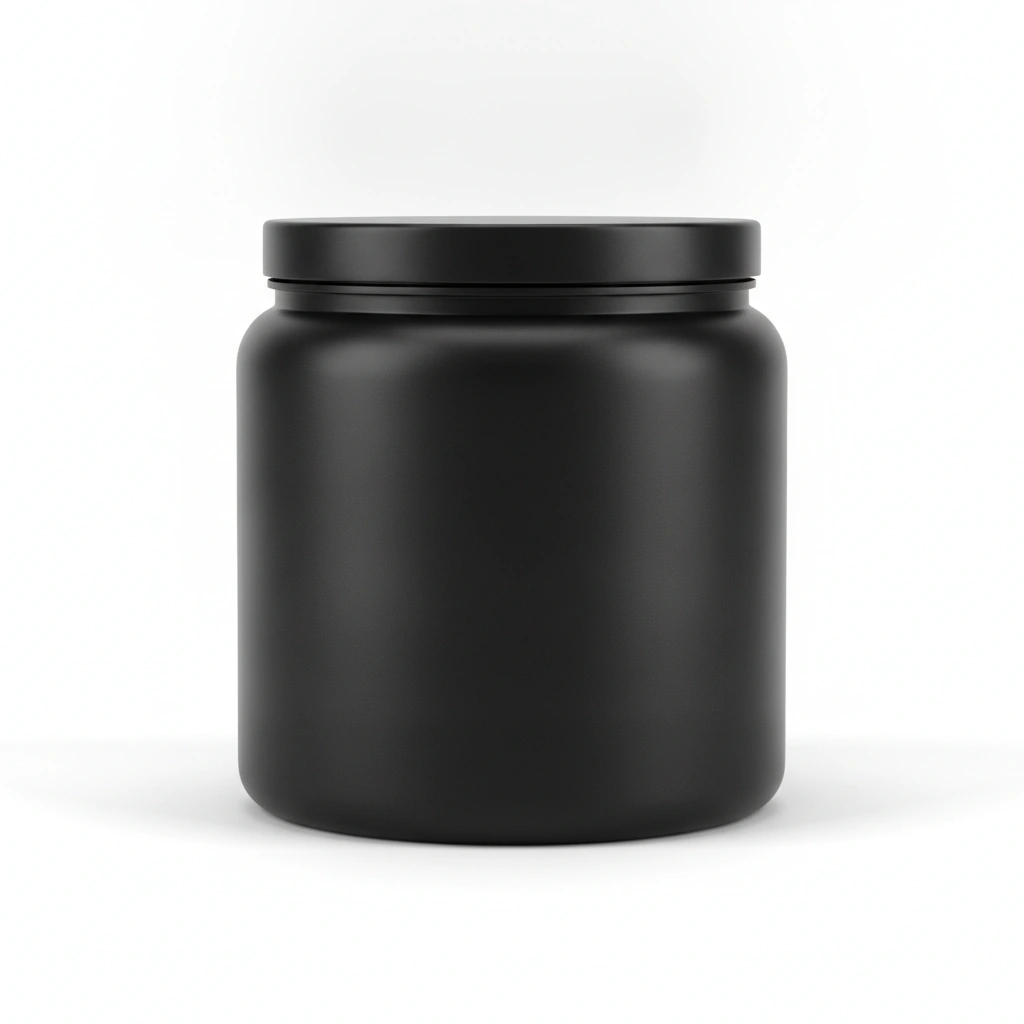 55 OZ JAR, BLACK HDPE, ROUND, 120-400