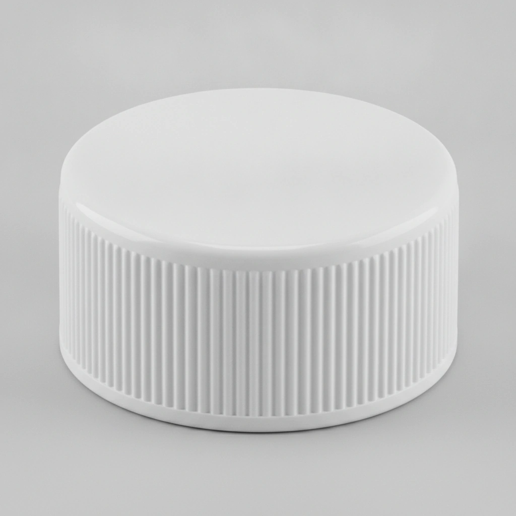 110-400 CAP, WHITE PP, CONT. THREAD, VENTED INDUCTION (UNIV), RIBBED SKIRT, MATTE TOP