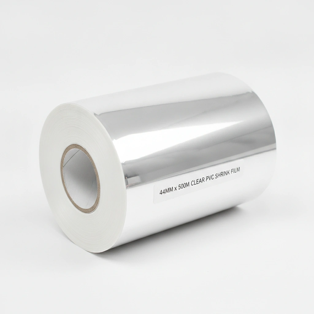 44MM X 500M SHRINK FILM, CLEAR PVC, ROLL, NON-PERFORATED, NO PRINT